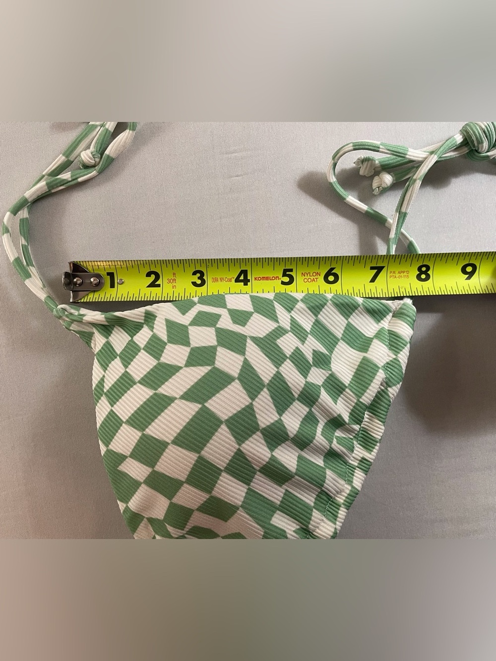 Zaful String Bikini Green & White Checkered Size 8 - Picture 12 of 14